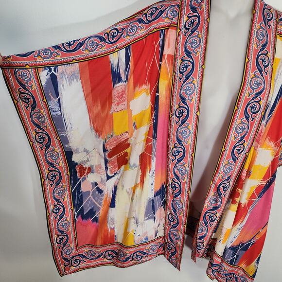 Tolani Regular Printed Open Front Woven Wrap Kimono Womens Large Abstract Red - Picture 4 of 11